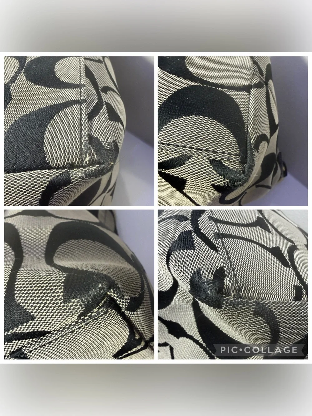 Coach Black and Gray Signature Canvas Shoulder Bag